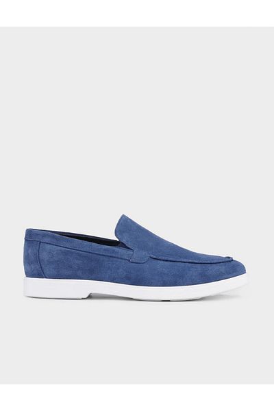 Cabani Pantofi casual pentru bărbați din piele naturală, piele de căprioară albastră