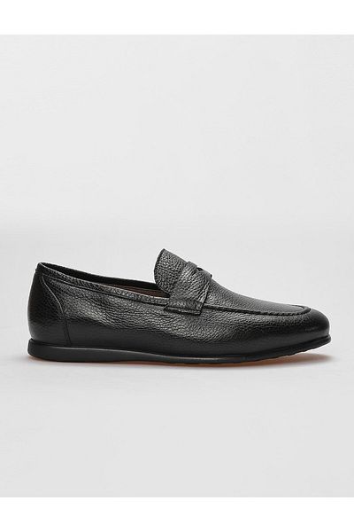 Cabani Black Genuine Leather Men's Casual Shoes