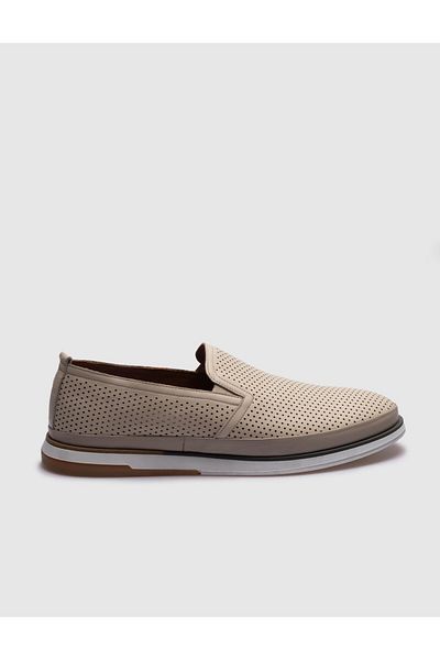 Cabani Genuine Leather Beige Men's Casual Shoes