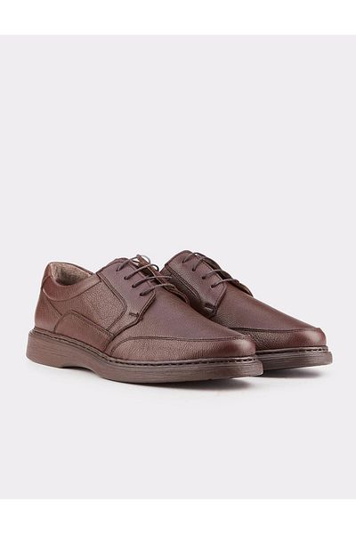 Cabani Genuine Leather Brown Men's Lace-up Casual Shoes
