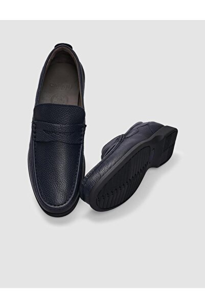 Cabani Hakiki Deri Lacivert Erkek Günlük Ayakkabı