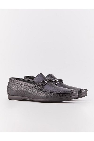 Cabani Genuine Leather Black Men's Loafer Shoes with Buckle Accessories