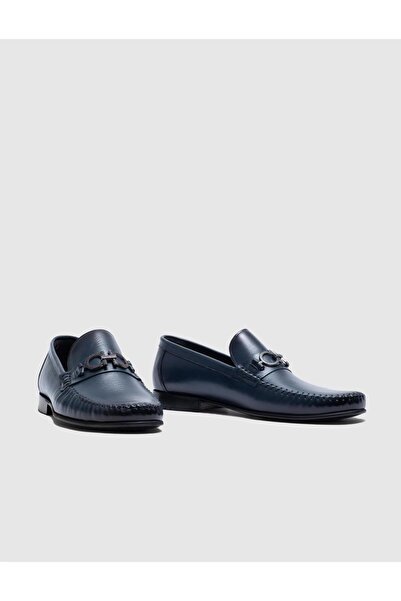 Cabani Ανδρικά κλασικά παπούτσια από γνήσιο δέρμα Navy Blue Buckle