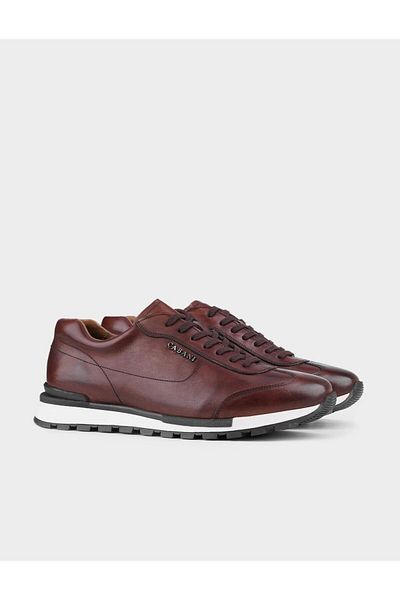 Cabani Sports Sneaker Genuine Leather Brown Lace-Up Men's Sports Shoes