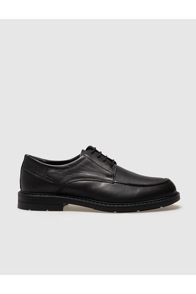 Cabani Genuine Leather Black Lace-Up Men's Casual Shoes