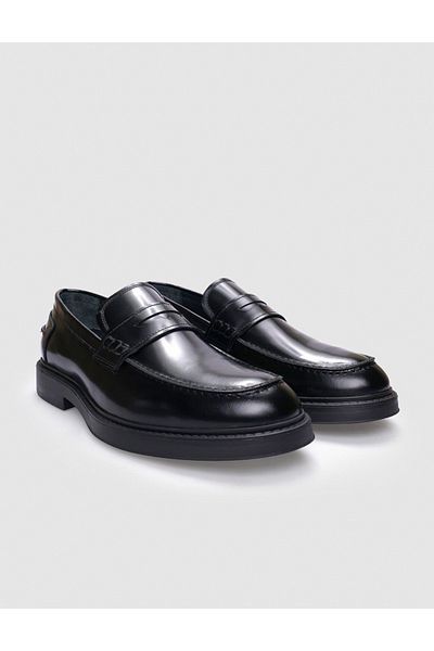 Cabani 100% Genuine Leather Black Opening Leather Men's Casual Shoes