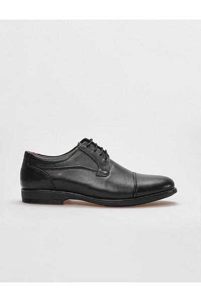 Cabani Genuine Leather Black Lace-Up Men's Casual Shoes