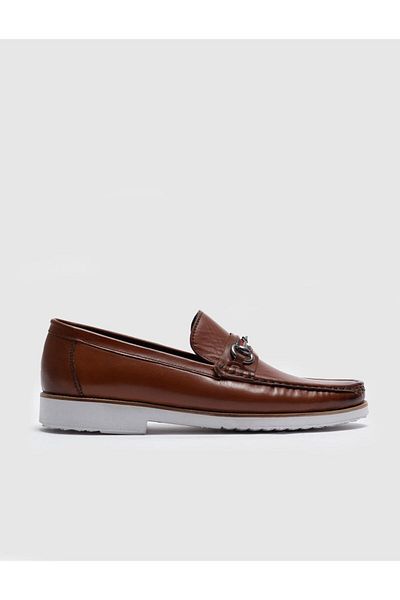 Cabani Genuine Leather Tan Buckle Men's Casual Shoes