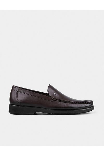 Cabani Genuine Leather Brown Men's Casual Shoes with Metal Accessories