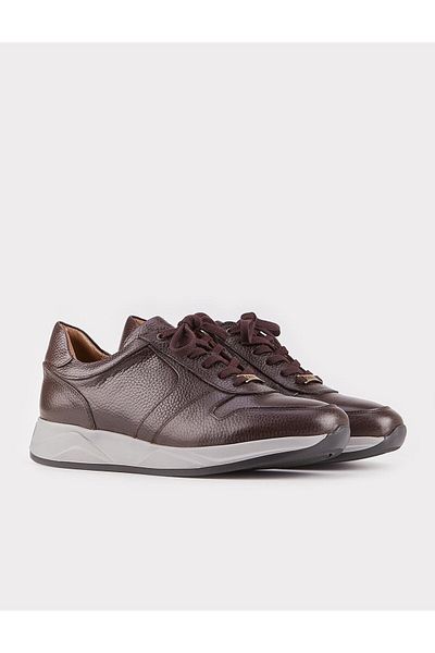 Cabani Specially Designed Genuine Leather Brown Lace-Up Men's Sports Shoes