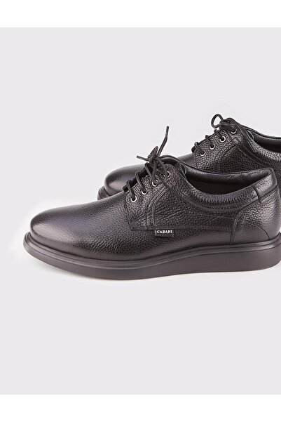 Cabani Genuine Leather Eva Sole Black Lace-Up Men's Casual Shoes