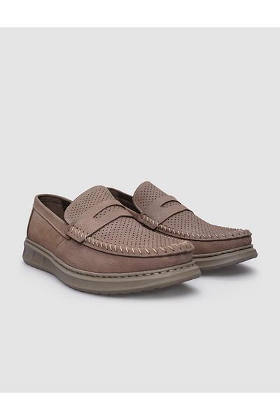 Cabani Beige Nubuck 100% Genuine Leather Men's Casual Shoes