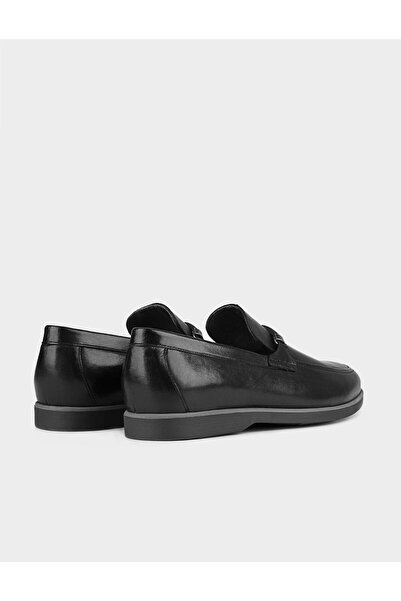 Cabani Genuine Leather Black Rubber Sole Men's Casual Shoes