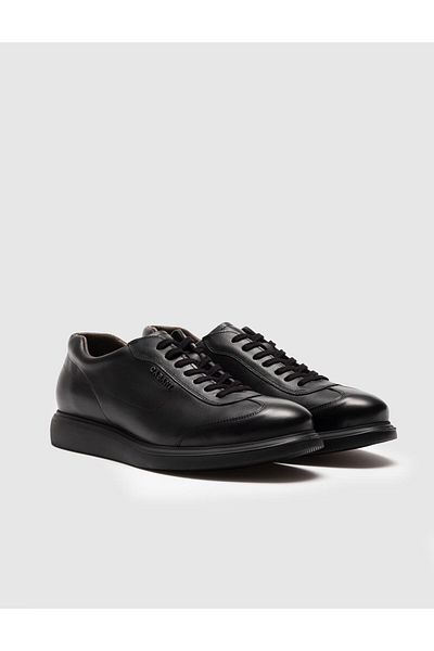 Cabani Genuine Leather Black Lace-Up Men's Casual Shoes