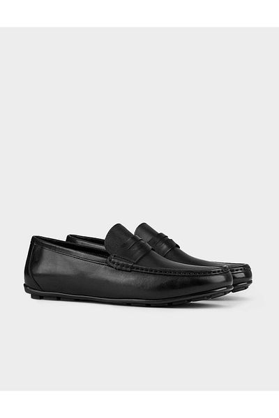 Cabani Genuine Leather Black Men's Loafer Shoes