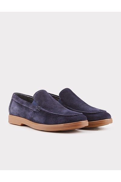 Cabani Navy Blue Suede Genuine Leather Men's Casual Shoes