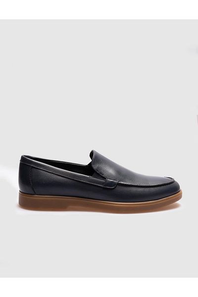 Cabani Genuine Leather Navy Blue Classic Men's Casual Shoes