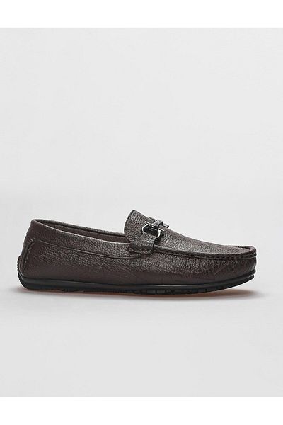 Cabani Genuine Leather Brown Buckle Detailed Men's Loafer