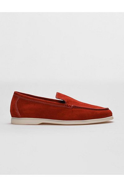 Cabani Men's Casual Shoes - Genuine Leather and Red Suede