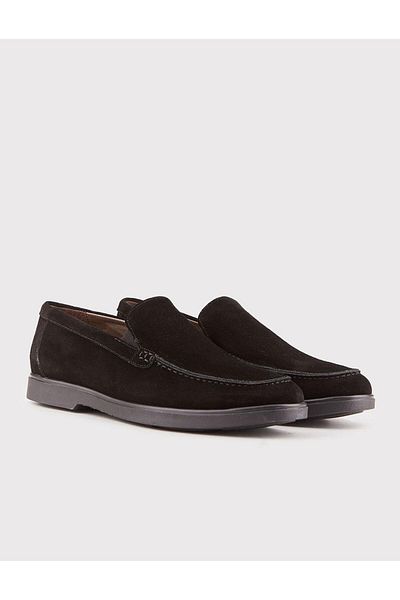 Cabani Men's Suede Genuine Leather Light Rubber Sole Black Casual Shoes
