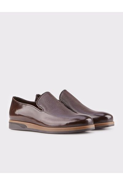 Cabani Genuine Leather Brown Special Design Men's Classic Shoes