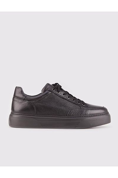 Cabani Genuine Leather Black Lace-Up Polyurethane Sole Men's Sports Shoes