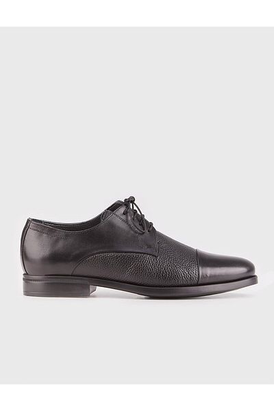 Cabani Genuine Leather Black Laced Non-Slip Sole Men's Classic Shoes
