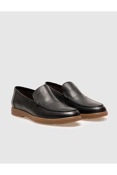 Cabani Black Genuine Leather Men's Casual Shoes