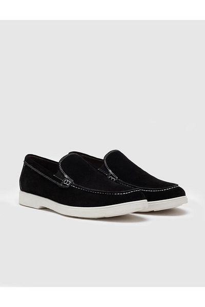 Cabani Men's Suede Casual Shoes - Genuine Leather Black