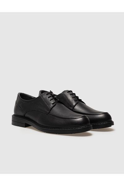Cabani Genuine Leather Black Lace-Up Men's Casual Shoes