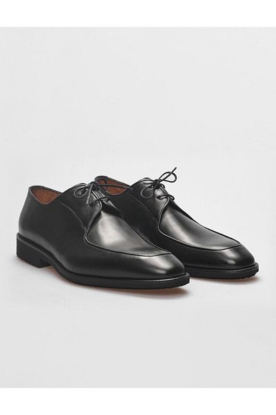 Cabani Genuine Leather Black Lace-Up Men's Classic Shoes