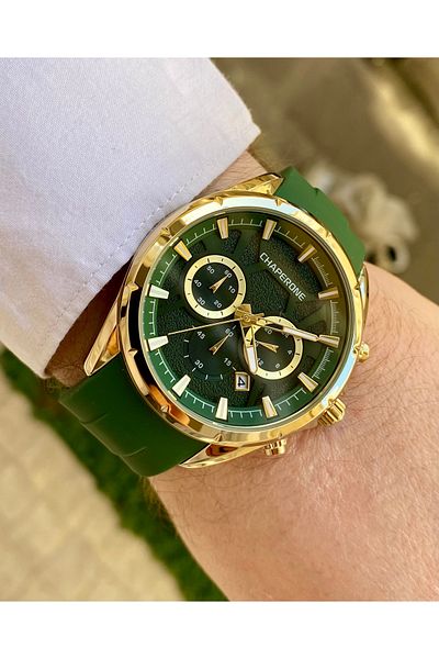 Reward Green Color Silicone Cord Waterproof Sports Model Men Wrist Watch