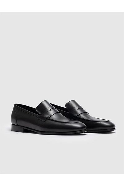 Cabani Genuine Leather Black Belted Men's Classic Shoes