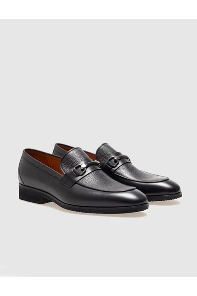 Cabani Genuine Leather Black Buckle Men's Classic Shoes
