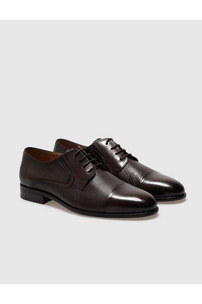Cabani Genuine Leather Brown Lace-Up Men's Classic Shoes