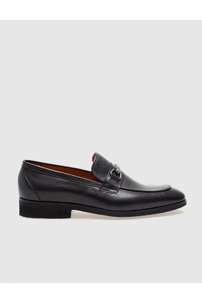 Cabani Genuine Leather Black Buckle Men's Classic Shoes