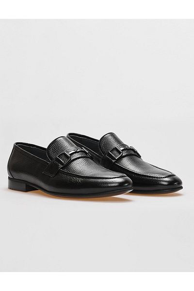Cabani Genuine Leather Black Buckle Men's Classic Shoes