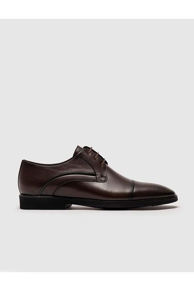 Cabani Eva Sole Genuine Leather Brown Lace-Up Men's Classic Shoes