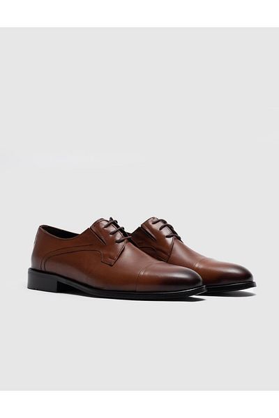 Cabani Genuine Leather Tan Laced Men's Classic Shoes
