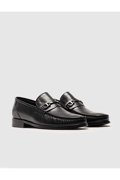 Cabani Genuine Leather Black Buckle Men's Classic Shoes