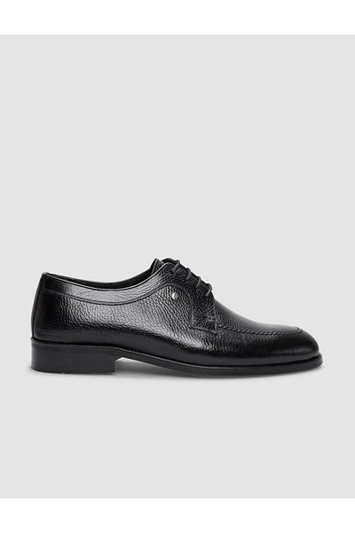 Cabani Genuine Leather Black Lace-Up Men's Classic Shoes