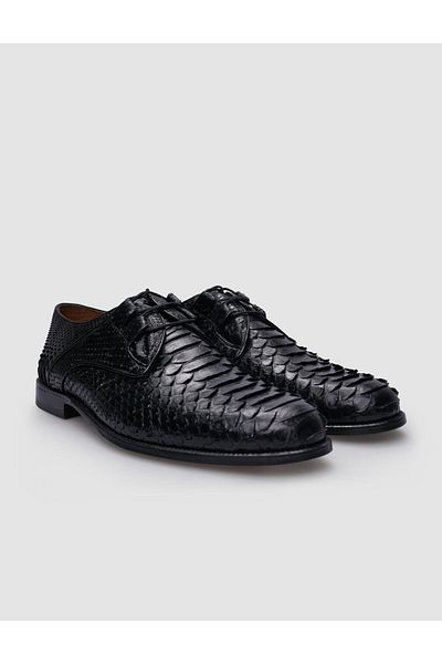 Cabani Black Genuine Leather - 100% Men's Classic Shoes, Lace-up