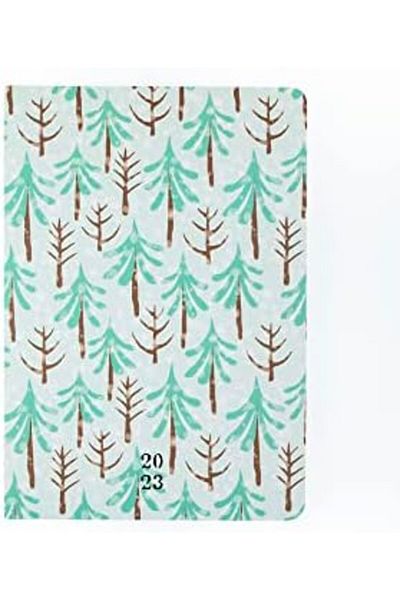 STOREMAX Mu-Artshop Lotus A5 Pine Tree Patterned Hard Cardboard Cover 2023 Weekly Agenda, 128 Sheets, Çi