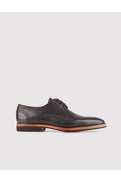 Cabani Genuine Leather Black Laced Laser Detailed Classic Men's Classic Shoes