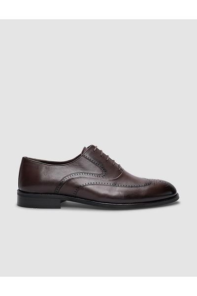 Cabani Genuine Leather Brown Lace-Up Men's Classic Shoes