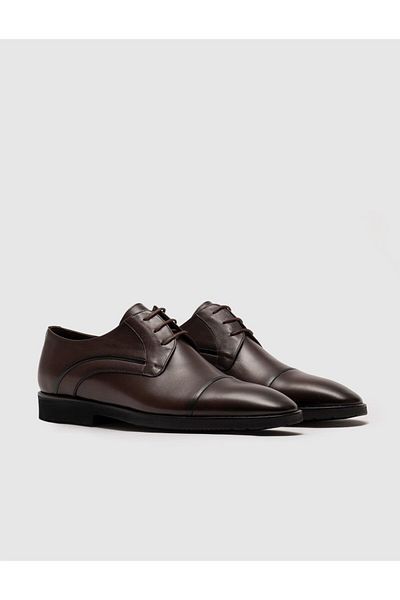 Cabani Eva Sole Genuine Leather Brown Lace-Up Men's Classic Shoes