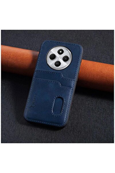Zebana Xiaomi Redmi 14C Compatible Case Zebana Luxury Leather Case with Card Holder Navy Blue