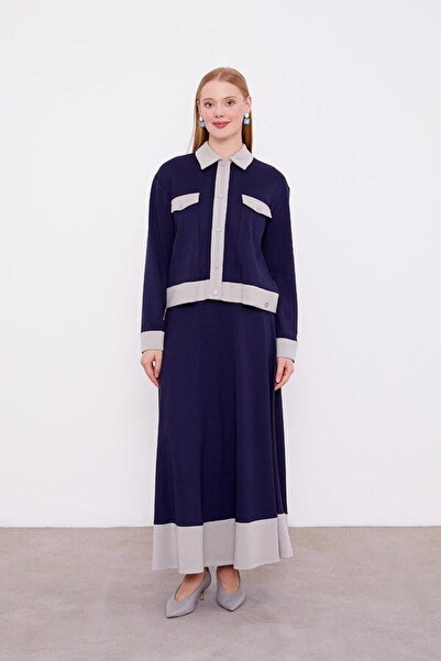 Levidor 130993 ETEKLİ TAKIM ÖNÜ ÇITÇIT DETAYLI GÖĞÜS CEP GÖRÜNÜMLÜ KOLU MANŞETLİ ETEĞİN BELİ LASTİKLİ SPOR E