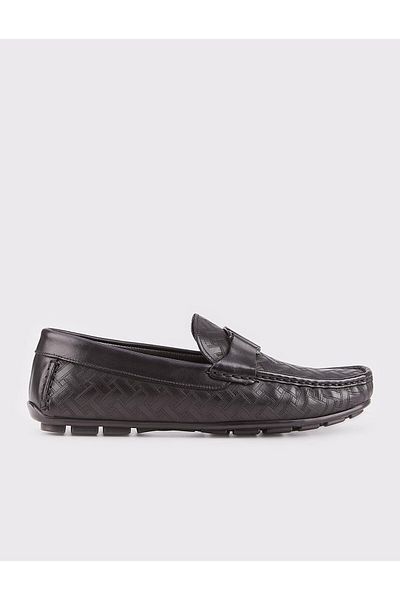 Cabani Black Genuine Leather Men's Loafer
