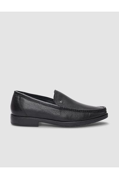 Cabani Black Genuine Leather Men's Casual Shoes